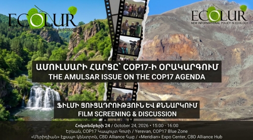 Ամուլսարի հարցը՝ COP17-ի օրակարգում. հրավիրում ենք ֆիլմի ցուցադրության և քննարկման Ամուլսարի հարցը՝ COP17-ի օրակարգում. հրավիրում ենք ֆիլմի ցուցադրության և քննարկման